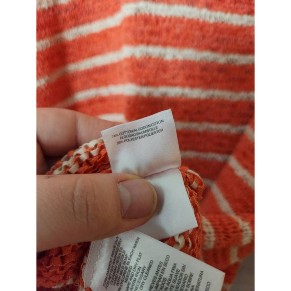 Jones New York Womens Pullover Sweater Orange Stripe 3/4 Sleeve Textured Plus 3X - Picture 6 of 6